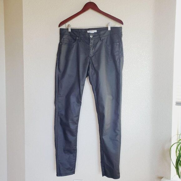 BCBG Generation Womens Pants Black 29 Jeans Skinny High Waisted Coated - Picture 8 of 9